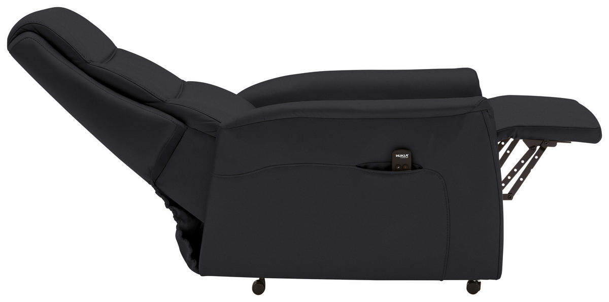 FERNSEHSESSEL Valdera  mit Relaxfunktion, Aufstehhilfe, Rücken echt Echtleder Schwarz  - Schwarz, KONVENTIONELL, Leder/Kunststoff (70/107/88cm) - Livetastic