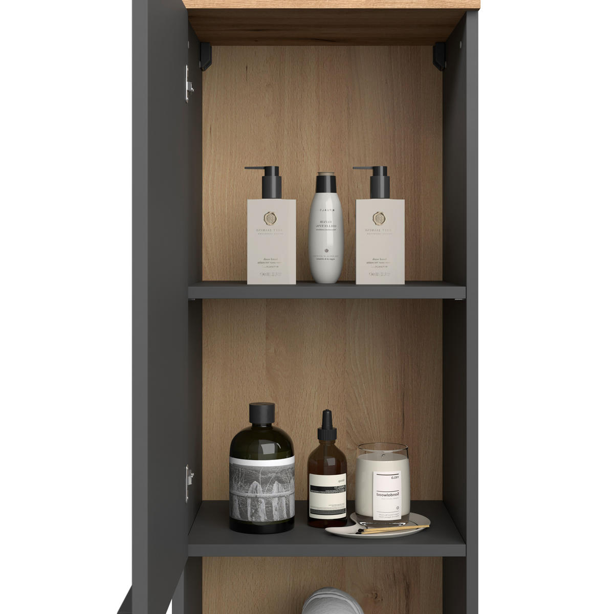 HOCHSCHRANK 40/170/30 cm  - Eichefarben/Anthrazit, MODERN, Holzwerkstoff/Kunststoff (40/170/30cm) - MID.YOU
