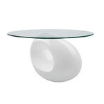 COUCHTISCH oval Weiß  - Weiß, Design, Glas/Kunststoff (115/65/42cm) - Carryhome