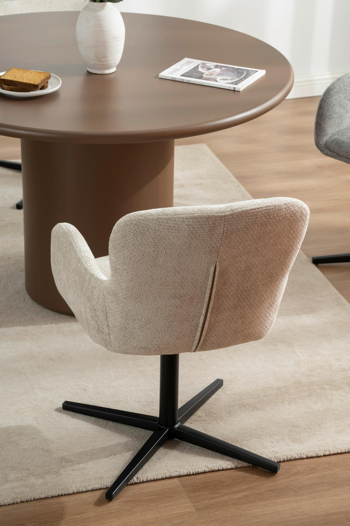 NASLANJAČ, les, kovina, tekstil bež  - črna/bež, Moderno, kovina/tekstil (57/85/63cm) - Livetastic