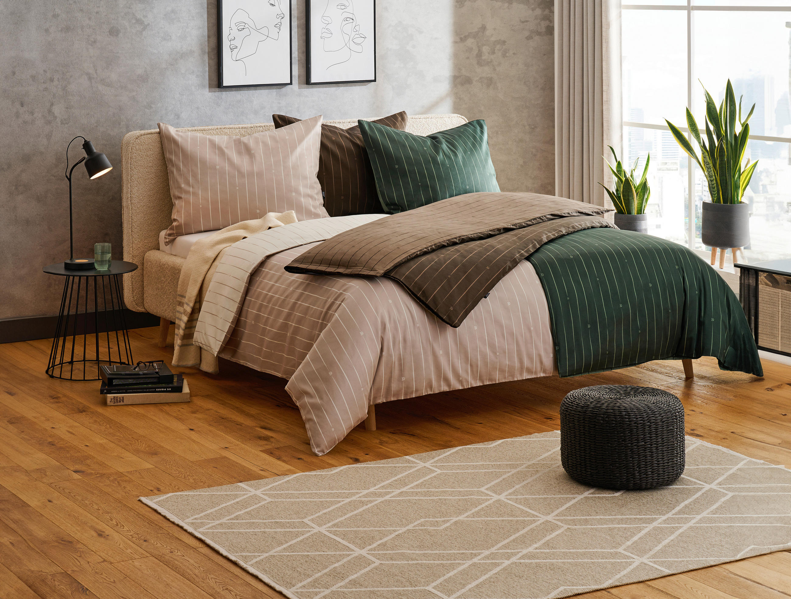 POSTELJINA S DVA LICA 140/200 cm  STRIPES DK  - smeđa, Basics, tekstil (140/200cm) - Dieter Knoll