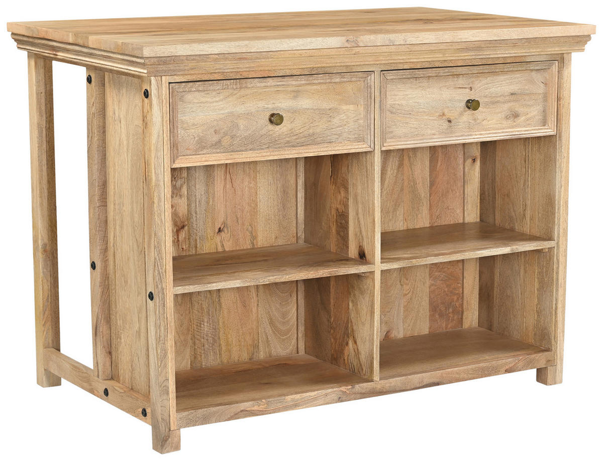 KÜCHENINSEL 125/94/80 cm  in Naturfarben  - Messingfarben/Naturfarben, Design, Holz/Metall (125/94/80cm) - Livetastic
