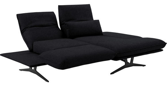 ECKSOFA in Echtleder Schwarz  - Schwarz, Design, Leder/Metall (210/130cm) - Dieter Knoll