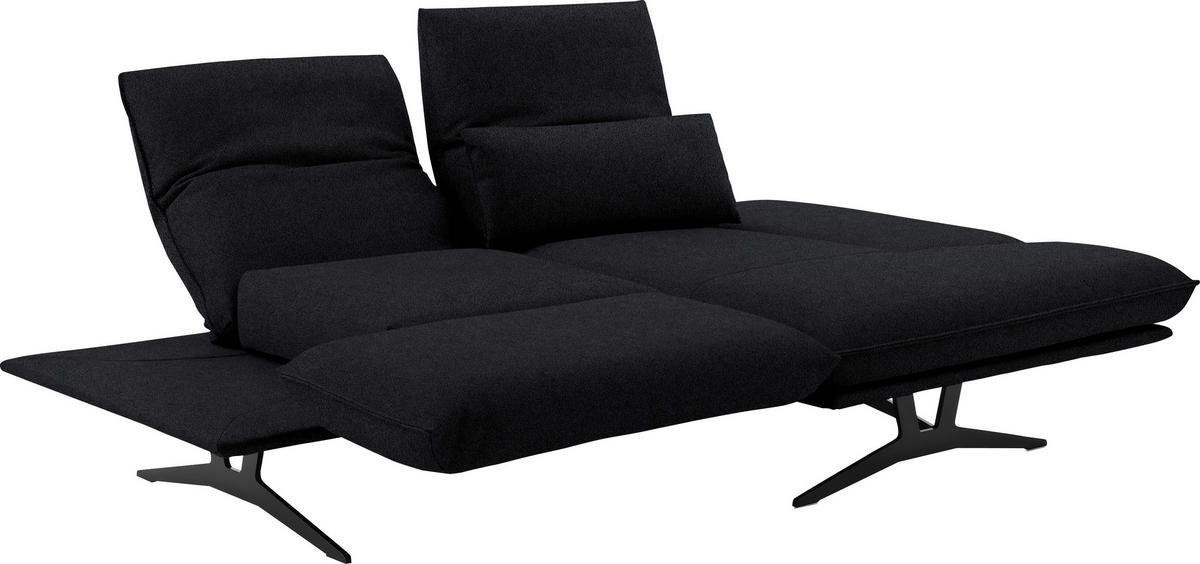 ECKSOFA in Echtleder Schwarz  - Schwarz, Design, Leder/Metall (210/130cm) - Dieter Knoll