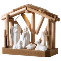 WEIHNACHTSKRIPPE - Naturfarben/Weiß, LIFESTYLE, Holz/Keramik (24/11/23cm) - X-Mas