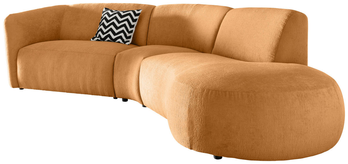 ECKSOFA in Mikrofaser Goldfarben  276/182 cm  - Goldfarben/Schwarz, MODERN, Kunststoff/Textil (276/182cm) - Livetastic