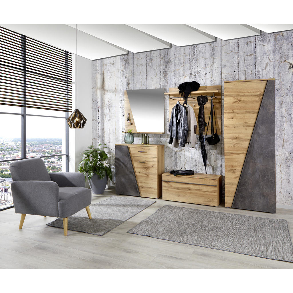 Thumbnail - Mid.you Garderobenpaneel, Eiche, Holzwerkstoff, 90x84x28 cm, Aufhängemöglichkeit, Hutablage, Garderobe, Garderobenpaneel...