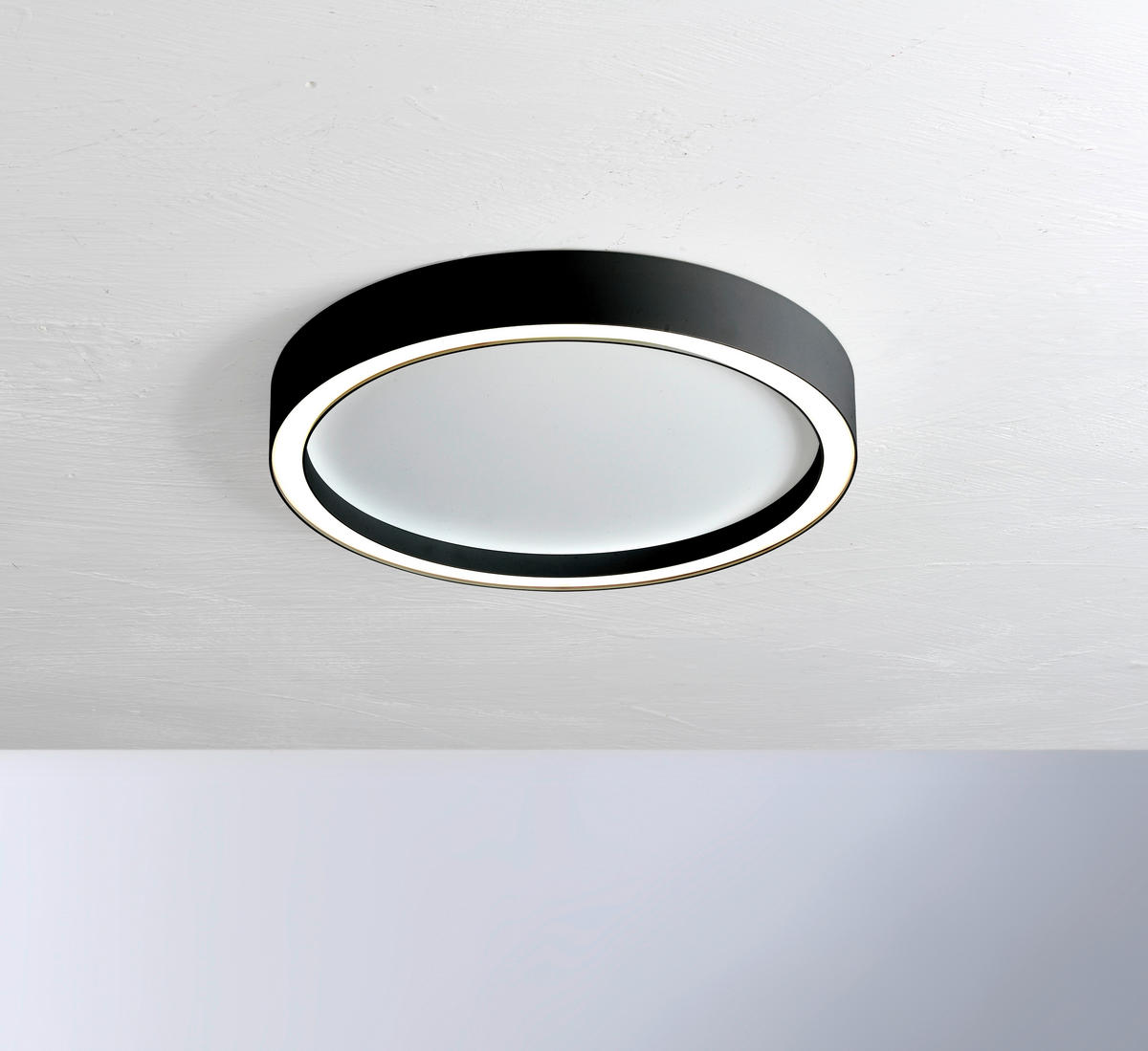 LED-DECKENLEUCHTE Aura 55/4 cm   - Schwarz/Weiß, Design, Metall (55/4cm) - BOPP