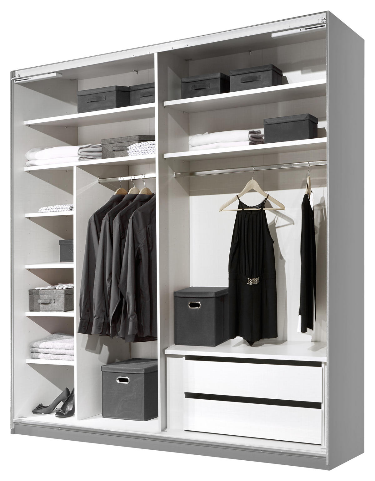 SCHWEBETÜRENSCHRANK 167/222/68 cm 2-türig Grau  - Alufarben/Grau, Holzwerkstoff/Metall (167/222/68cm) - Moderano