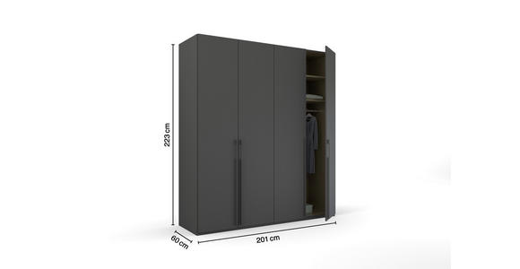 DREHTÜRENSCHRANK 201/223/60 cm 4-türig Graphitfarben - Graphitfarben, Trend, Holzwerkstoff/Metall (201/223/60cm) - Novel