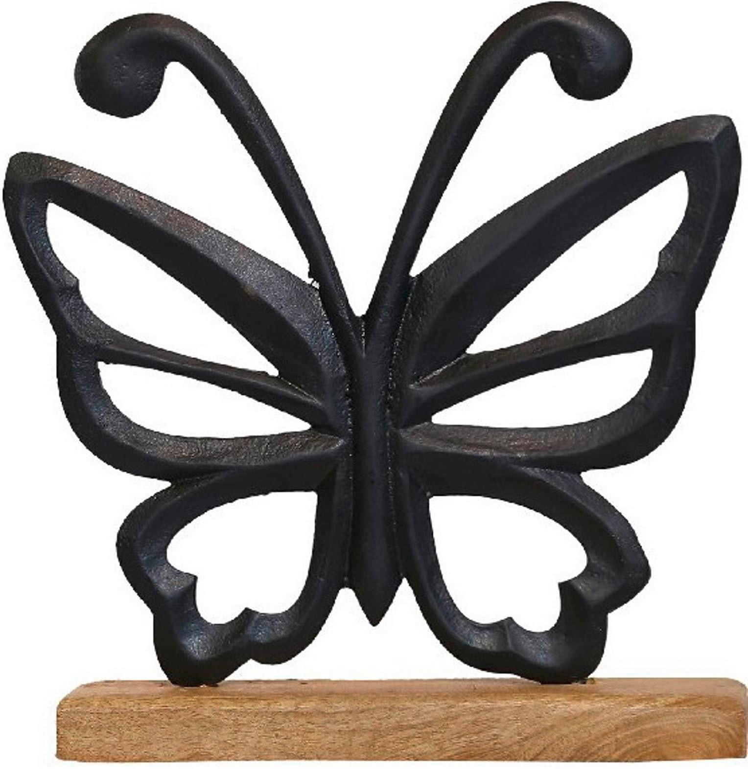 FLUTURAȘ DECORATIV - culoare natur/negru, Lifestyle, lemn/metal (15/16/5cm)