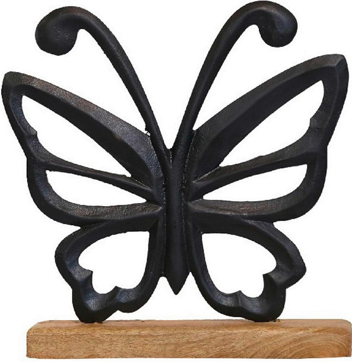 FLUTURAȘ DECORATIV - culoare natur/negru, Lifestyle, lemn/metal (15/16/5cm)