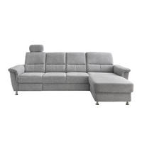 ECKSOFA in Chenille Silberfarben  - Chromfarben/Silberfarben, Konventionell, Textil/Metall (292/165cm) - Livetastic