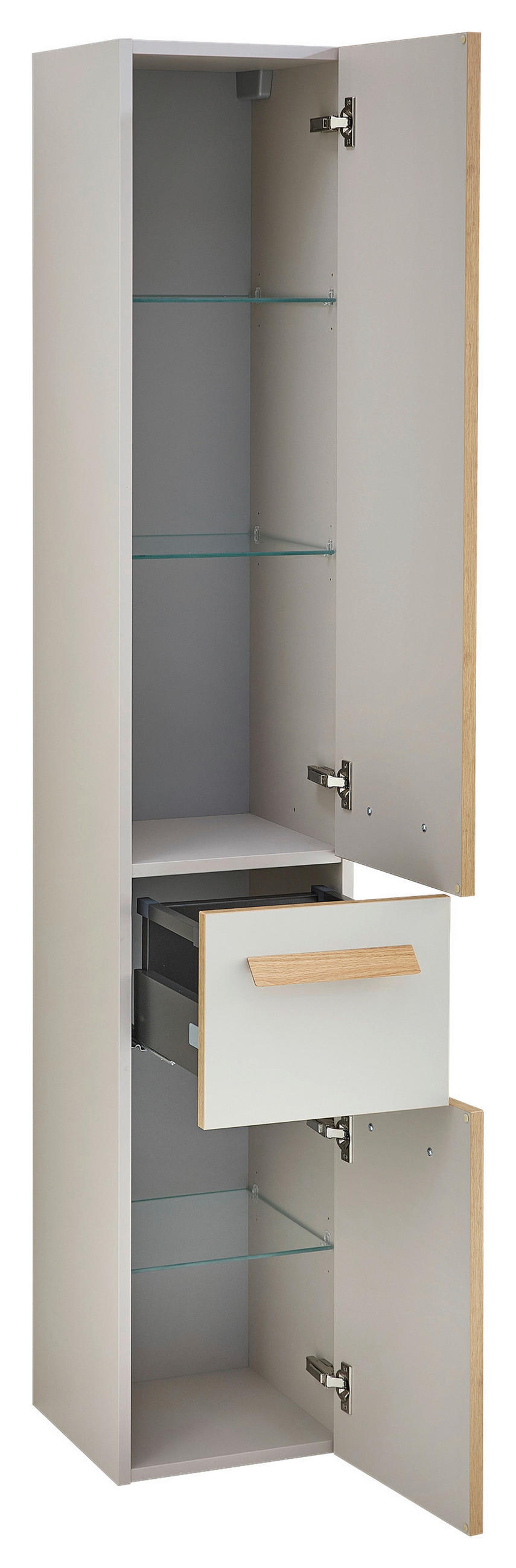 HOCHSCHRANK 30/168/33 cm  - Kaschmir/Eichefarben, KONVENTIONELL, Glas/Holz (30/168/33cm) - Dieter Knoll