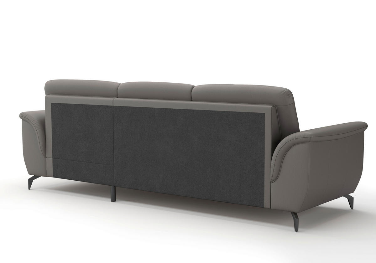 ECKSOFA in Vliesstoff Kombination Echtleder/Stoff Mokka  - Schwarz/Mokka, Modern, Leder/Textil (262/164cm) - Sit & More