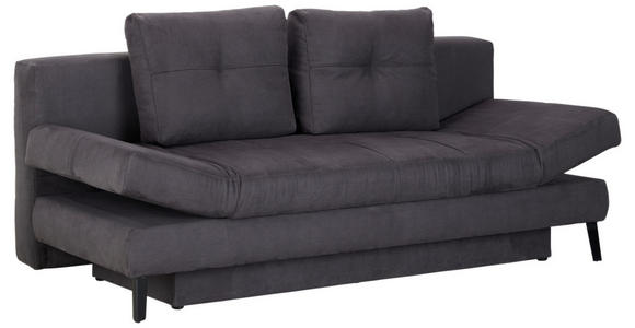 SCHLAFSOFA in Flachgewebe Dunkelgrau - Dunkelgrau/Schwarz, Design, Textil/Metall (200/85/90cm) - Novel