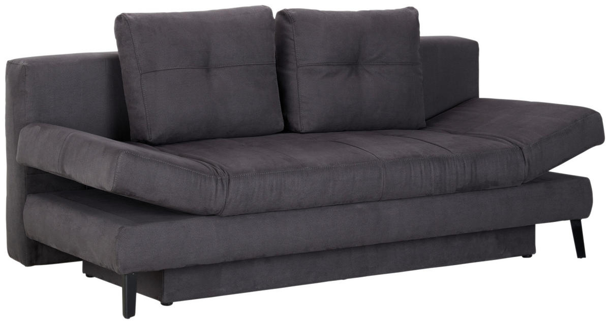 SCHLAFSOFA in Flachgewebe Dunkelgrau  - Dunkelgrau/Schwarz, Design, Textil/Metall (200/85/90cm) - Novel