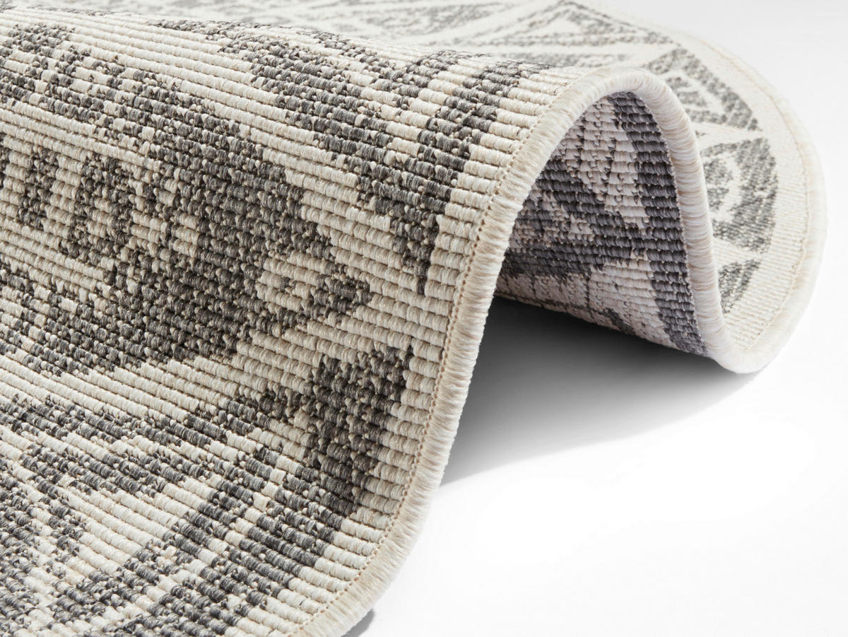 FLACHWEBETEPPICH 140 cm Nora Creme, Grau  - Creme/Grau, Design, Kunststoff (140cm)