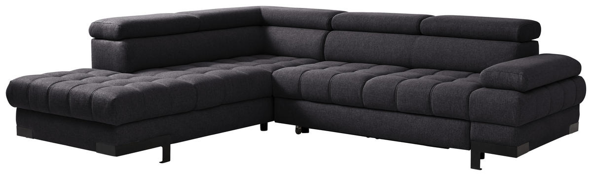 ECKSOFA in Webstoff Schwarz  - Schwarz, Design, Textil/Metall (263/223cm) - Welnova