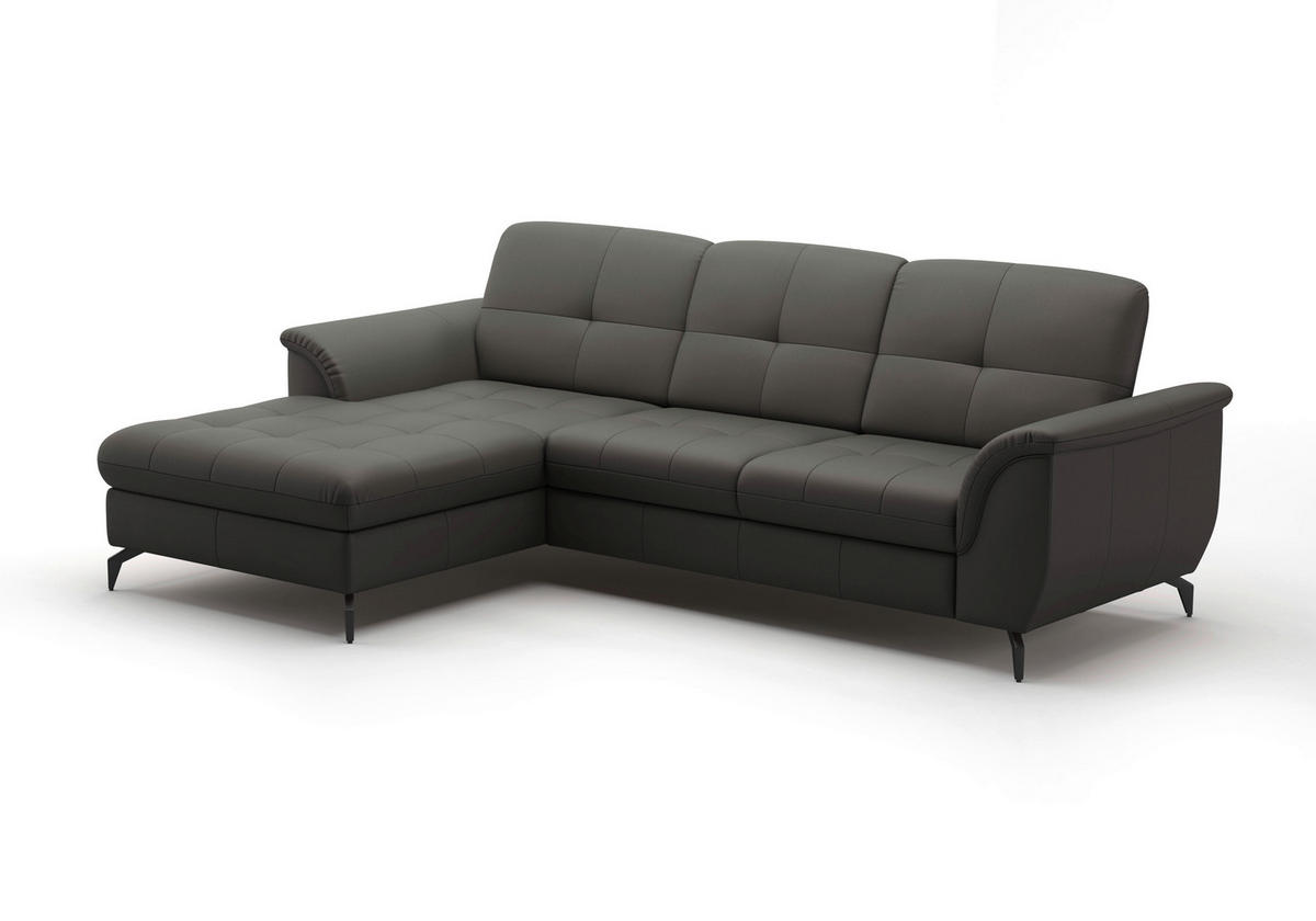 ECKSOFA in Vliesstoff Kombination Echtleder/Stoff Anthrazit  164/262 cm  - Anthrazit/Schwarz, MODERN, Leder/Textil (164/262cm) - Sit & More
