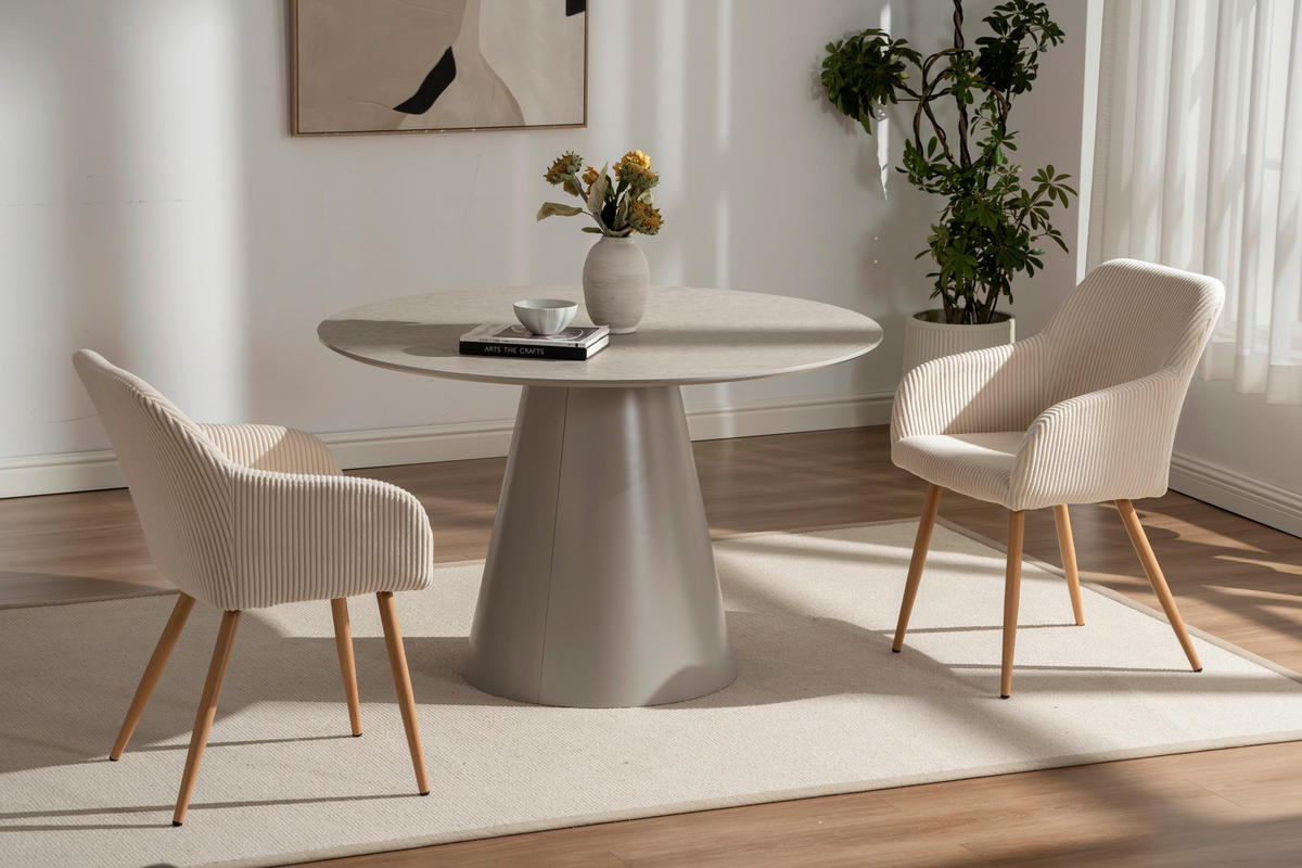 ARMLEHNSTUHL  in Eisen Cord  - Eichefarben/Beige, Trend, Holz/Textil (55/84/60cm) - Livetastic