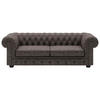 CHESTERFIELD ZOFA,  temno rjava usnje  - barve wenge/temno rjava, Trendi, les/usnje (206/76,5/96cm) - Welnova
