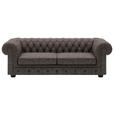 CHESTERFIELD-SOFA  in Echtleder Dunkelbraun  - Wengefarben/Dunkelbraun, LIFESTYLE, Leder/Holz (206/76,5/96cm) - Landscape