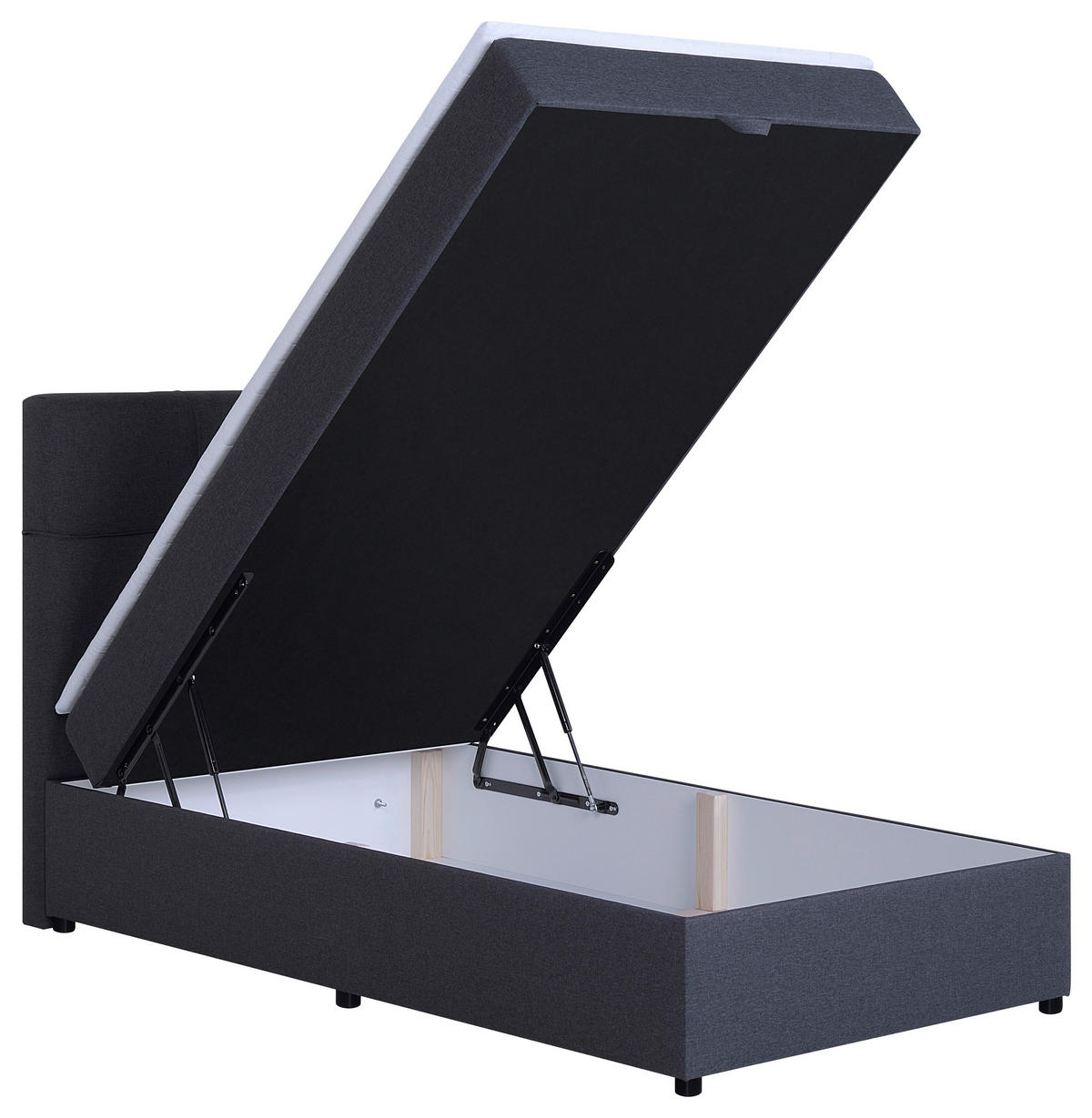 BOXBETT 100/200 cm,  in Dunkelgrau, Bettkasten, Topper,  - Dunkelgrau/Schwarz, MODERN, Kunststoff/Textil (100/200cm) - MID.YOU