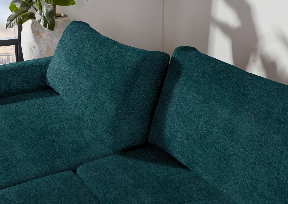 2,5-SITZER in Velours Opal  - Opal/Schwarz, Design, Kunststoff/Textil (240/70/125cm) - Xora