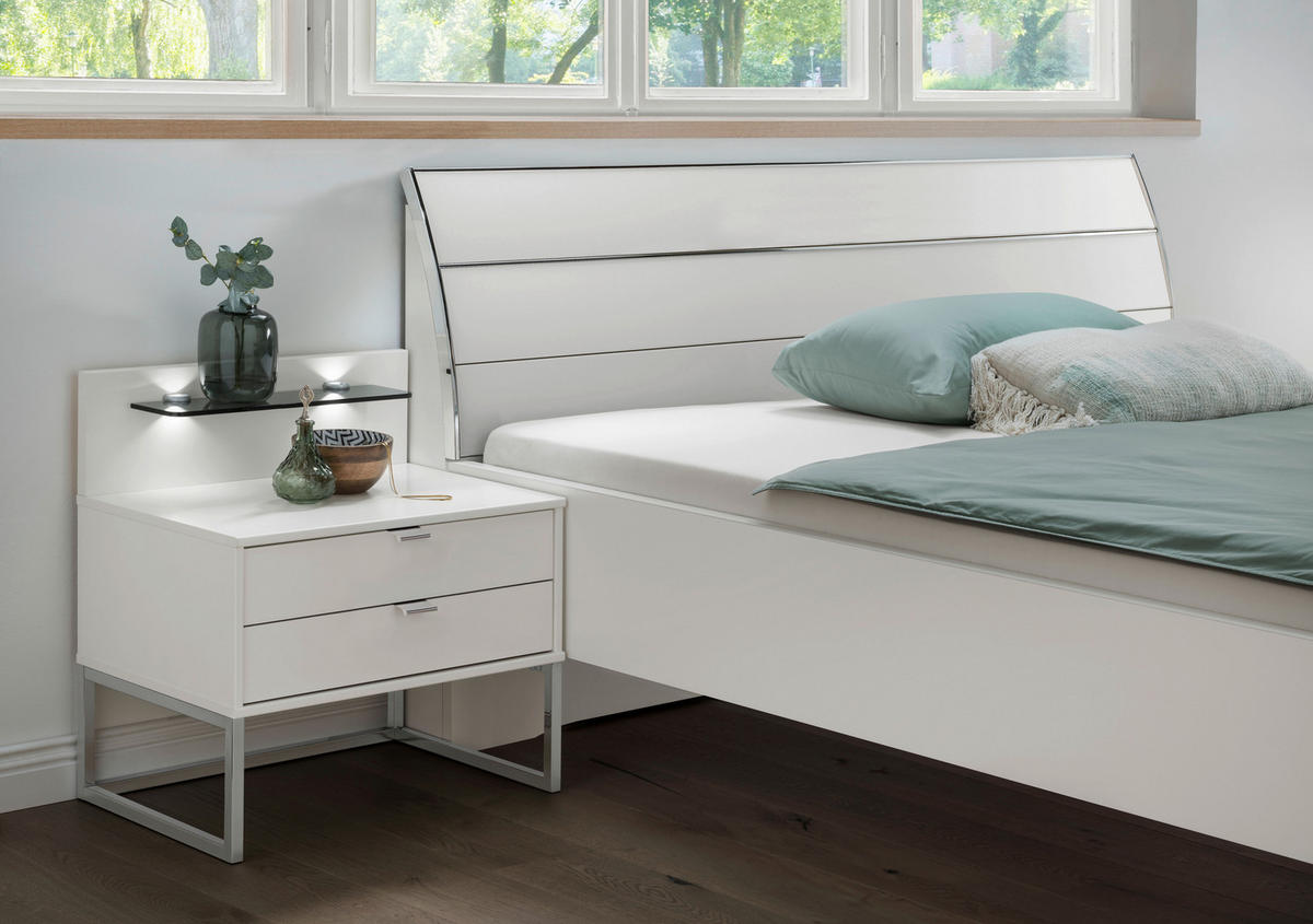 BETT 180/200 cm  in Weiss   - Chromfarben/Weiss, Konventionell, Holzwerkstoff/Metall (180/200cm) - Dieter Knoll