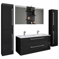 BADEZIMMER 5-teilig  in 178 cm  - Alufarben/Schwarz, MODERN, Keramik/Holzwerkstoff (178cm) - MID.YOU