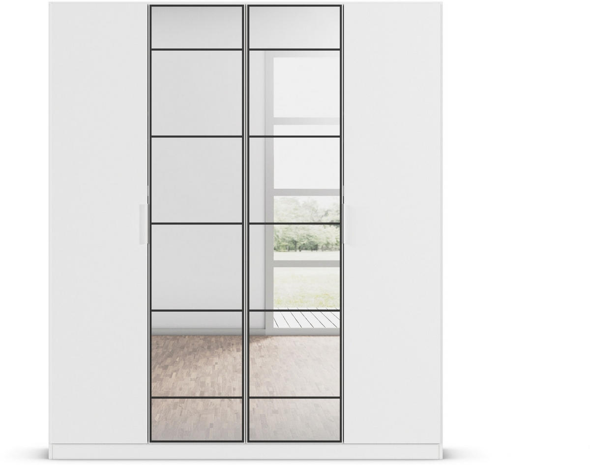 DREHTÜRENSCHRANK in Weiss, Schwarz  - Weiss/Schwarz, Design, Glas/Holzwerkstoff (181/210/54cm) - Boxxx