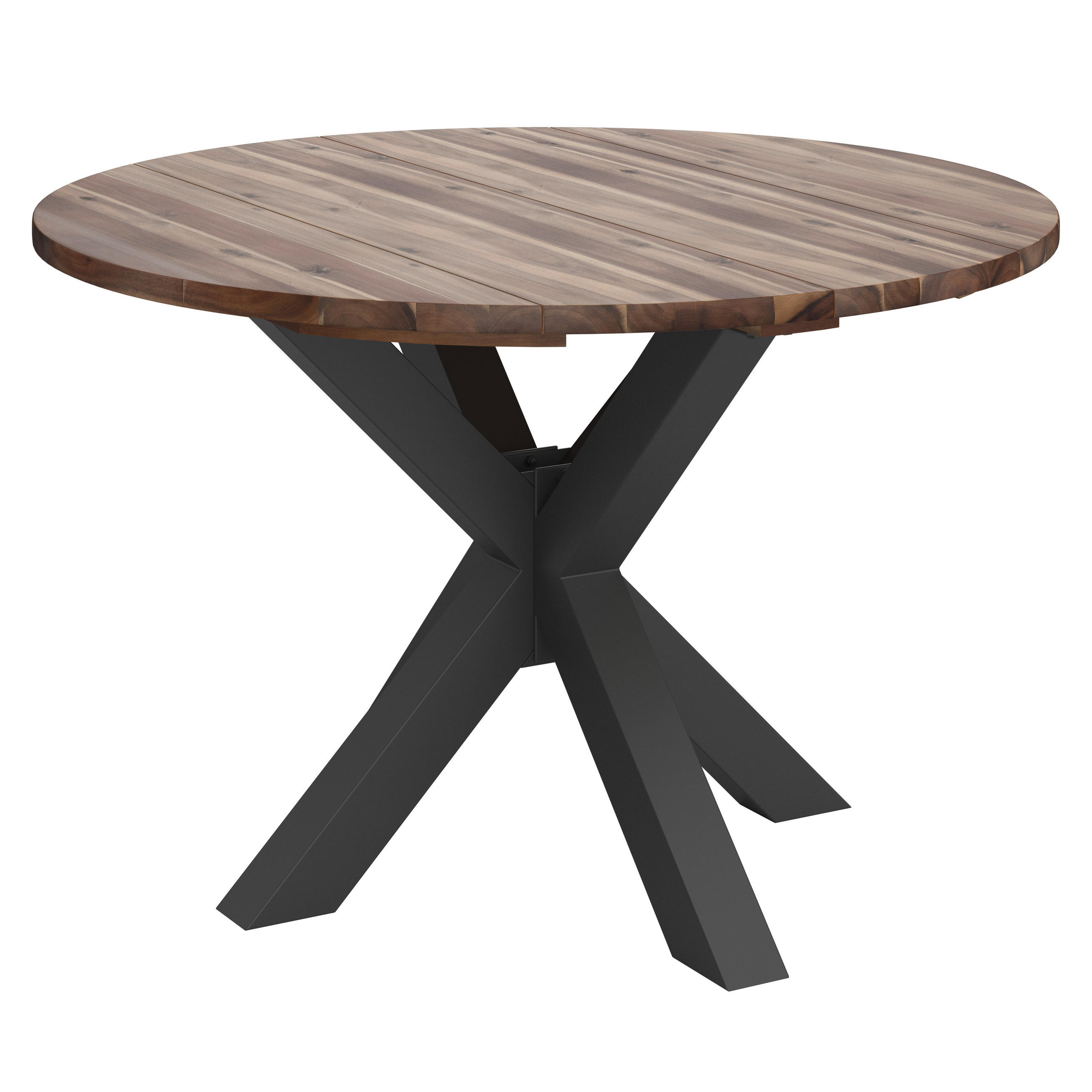 GARTENTISCH 120/120/76 cm Holz, Metall rund  - Schwarz/Akaziefarben, MODERN, Holz/Metall (120/120/76cm) - Ambia Garden