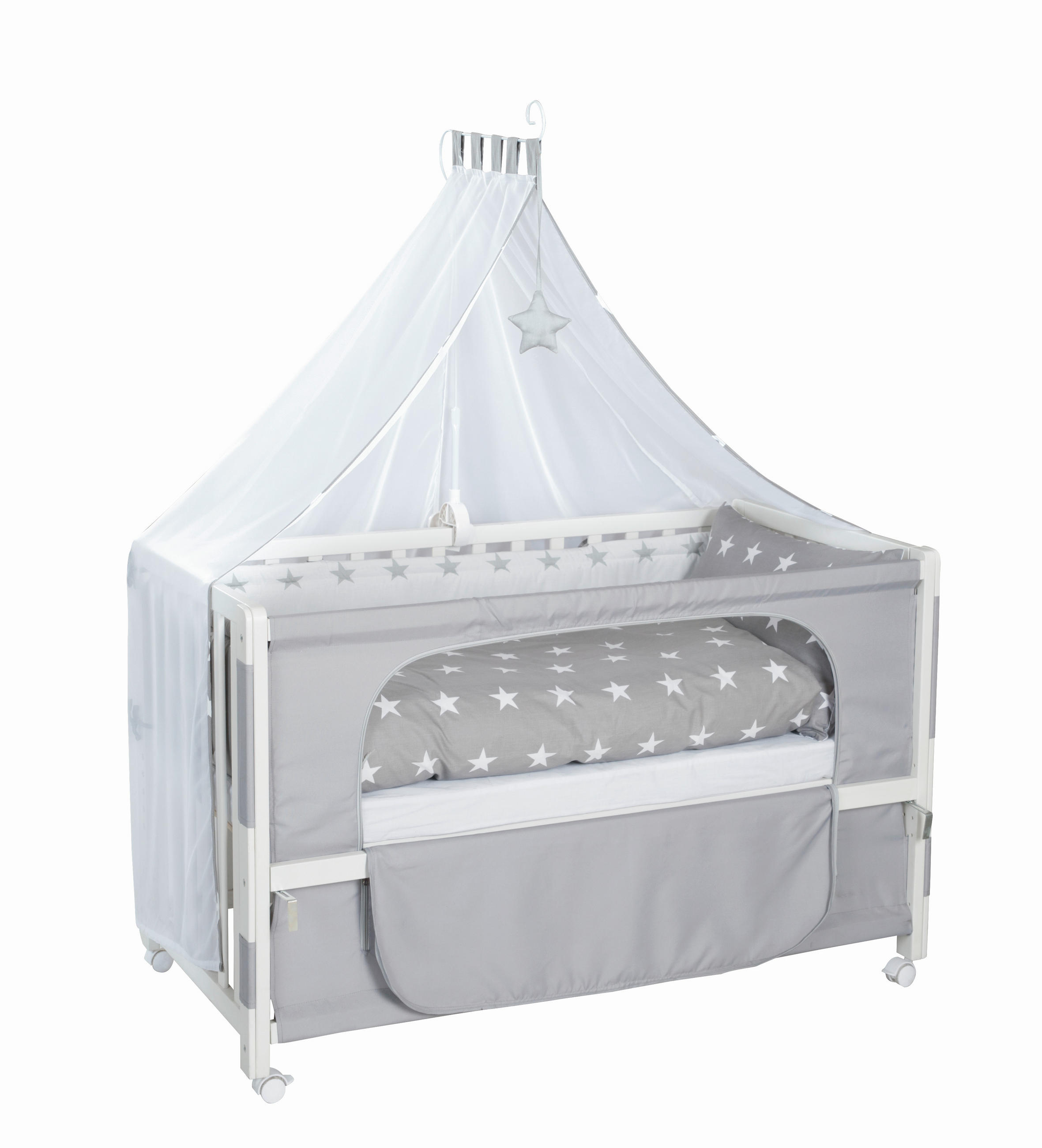 GITTERBETT-KOMPLETTSET Room Bed Little Stars   60/120 cm  - Weiß/Grau, Basics, Holz/Textil (60/120cm) - Roba