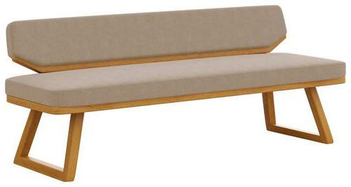 SITZBANK 190/80/52 cm Flachgewebe Eichefarben, Taupe Eiche massiv  - Taupe/Eichefarben, Basics, Holz/Textil (190/80/52cm) - Carryhome
