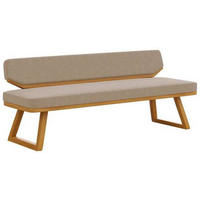 SITZBANK 190/80/52 cm Flachgewebe Eichefarben, Taupe Eiche massiv  - Taupe/Eichefarben, Basics, Holz/Textil (190/80/52cm) - Carryhome