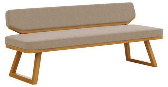 SITZBANK 190/80/52 cm Flachgewebe Eichefarben, Taupe Eiche massiv  - Taupe/Eichefarben, Basics, Holz/Textil (190/80/52cm) - Carryhome