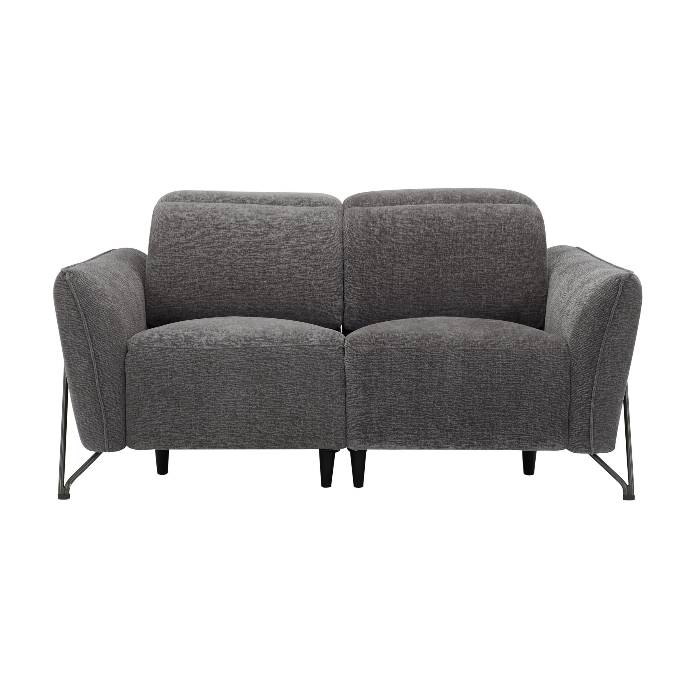 2-SITZER-SOFA Flachgewebe Dunkelgrau  - Dunkelgrau/Schwarz, LIFESTYLE, Textil/Metall (164/83/107/111cm) - Livetastic