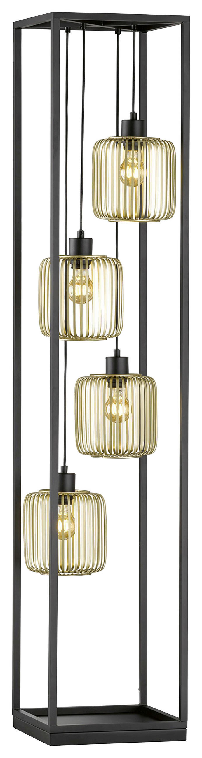 STOJACÍ LAMPA, 30/30/152,5 cm - černá/barvy zlata, Konvenční, kov (30/30/152,5cm) - Fischer & Honsel