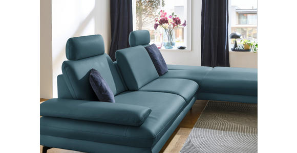 ECKSOFA in Echtleder Blau  308/195 cm  - Blau/Schwarz, Design, Leder/Metall (308/195cm) - Dieter Knoll