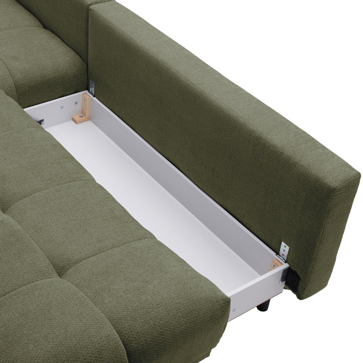 ECKSOFA in Chenille Olivgrün  - Schwarz/Olivgrün, Modern, Textil/Metall (182/290cm) - Hom`in