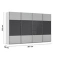SCHWEBETÜRENSCHRANK  in Schwarz, Seidengrau  - Chromfarben/Seidengrau, KONVENTIONELL, Glas/Holzwerkstoff (361/223/68cm) - Novel