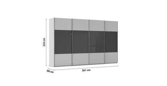 SCHWEBETÜRENSCHRANK  in Schwarz, Seidengrau  - Chromfarben/Seidengrau, KONVENTIONELL, Glas/Holzwerkstoff (361/223/68cm) - Novel