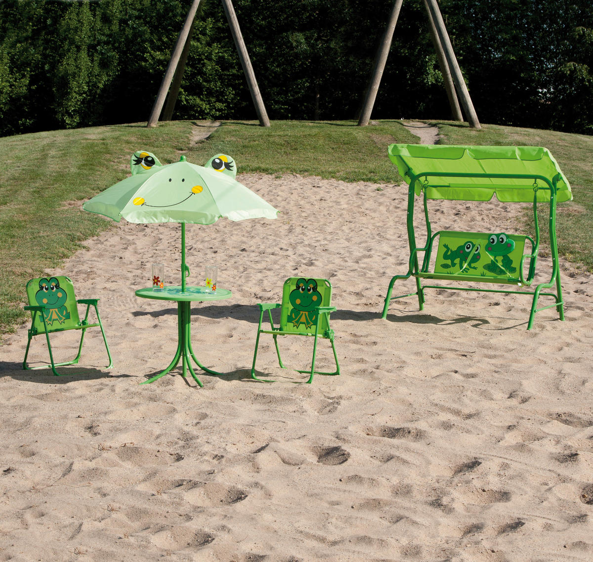 Kinder-Hollywoodschaukel 115/118/75 cm  - Grün, MODERN, Textil/Metall (115/118/75cm) - Siena Garden