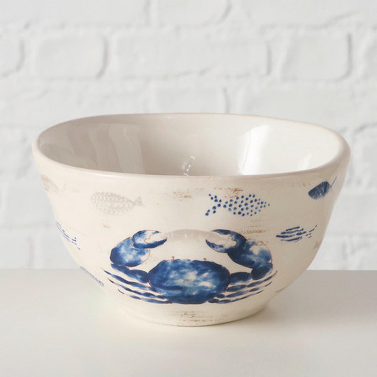 FRUKOSTSKÅL   - vit/blå, Lifestyle, keramik (14,5/7,8cm)