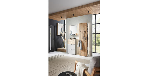 GARDEROBE in 128,8/205,5/37,1 cm - Eichefarben/Hellgrau, Design, Glas/Holz (128,8/205,5/37,1cm) - Dieter Knoll