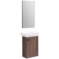 GÄSTEBAD 55 cm  - Weiß Hochglanz/Walnussfarben, MODERN, Keramik/Holzwerkstoff (55cm) - MID.YOU