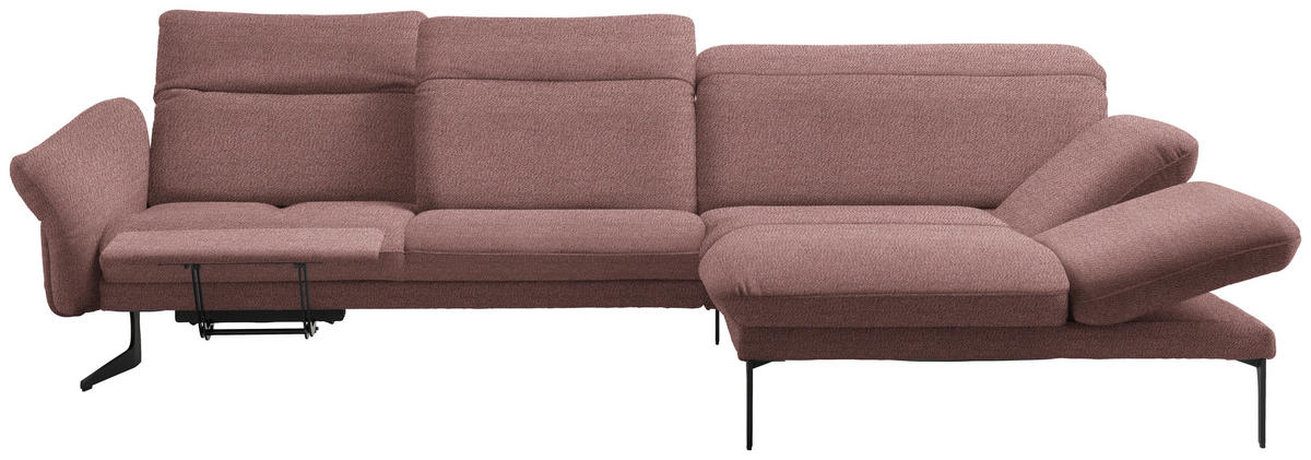 ECKSOFA in Webstoff Rosa  - Anthrazit/Rosa, Design, Textil/Metall (299/203cm) - Himolla