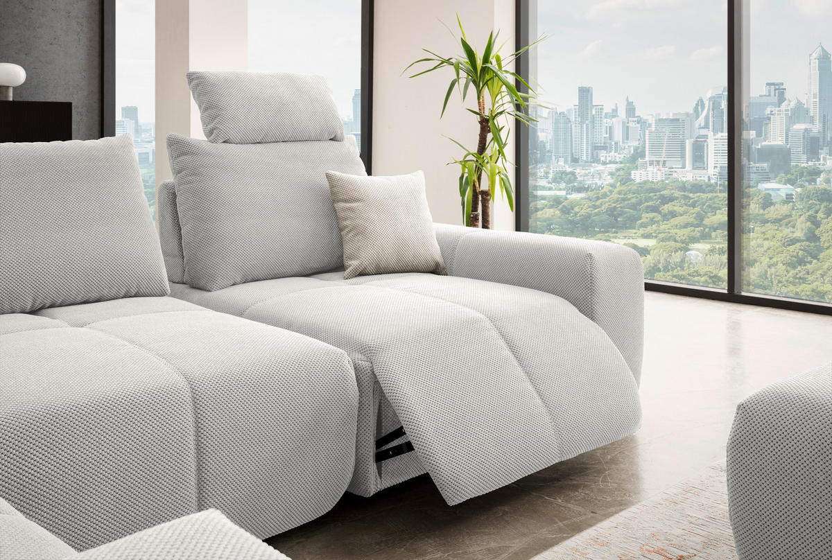 ECKSOFA in Velours Hellgrau  236/326 cm  - Hellgrau/Schwarz, Design, Kunststoff/Textil (236/326cm) - Xora