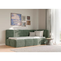 POLSTERBETT 90/200 cm,  in Grün, Lattenrost, Bettkasten,  - Schwarz/Grün, Design, Holz/Textil (90/200cm) - Chameo